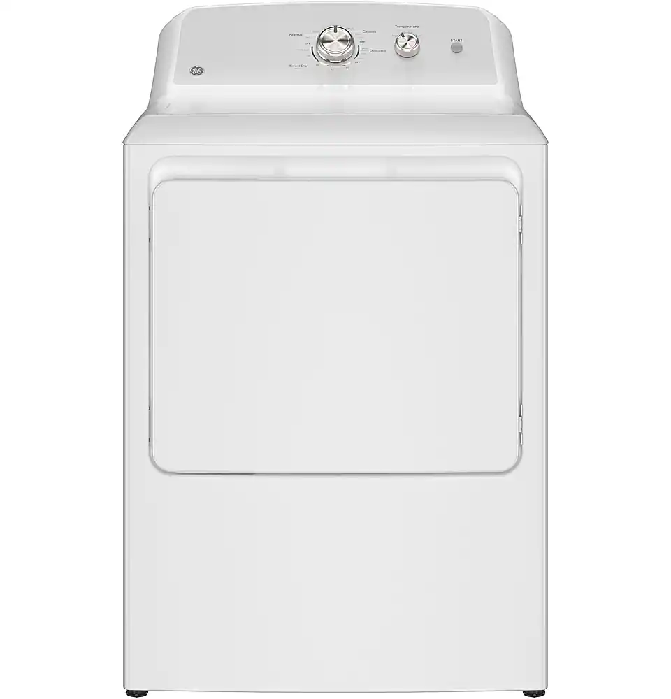 GE - 6.2 Cu. Ft. Gas Dryer with Shallow Depth Design - White with Silver Matte