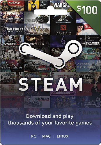 Valve Steam $100 Wallet Gift Card Multi STEAM WALLET $100 ...