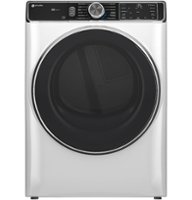 GE Profile - 7.8 Cu. Ft. Stackable Smart Gas Dryer with Steam and Washer Link - White - Front_Zoom