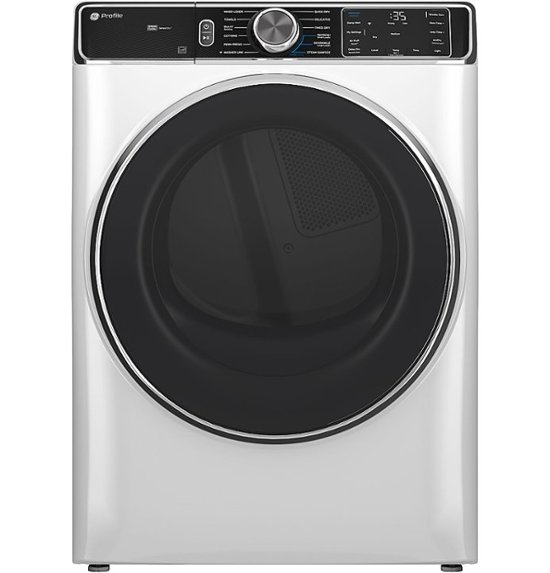 Front Zoom. GE Profile - 7.8 Cu. Ft. Stackable Smart Gas Dryer with Steam and Washer Link - White.