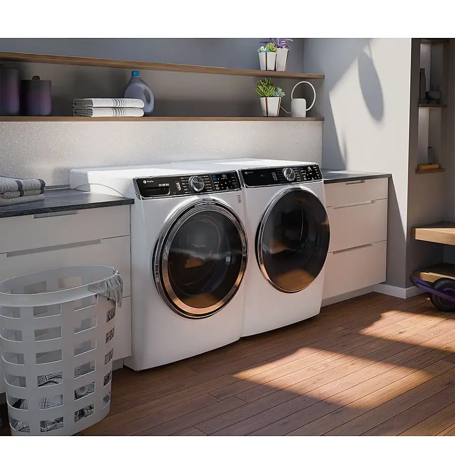 Alt View 25. GE Profile - 7.8 Cu. Ft. Stackable Smart Gas Dryer with Steam and Washer Link - White.