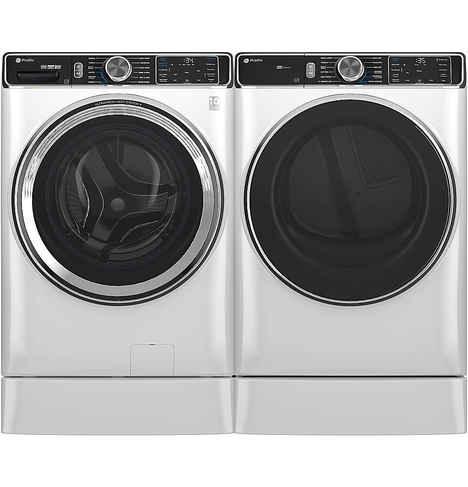 Alt View 21. GE Profile - 7.8 Cu. Ft. Stackable Smart Electric Dryer with Steam and Sanitize Cycle - White.