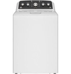 GE - 4.6 Cu. Ft. High-Efficiency Top Load Washer with Wash Boost - White with Black Matte - Front_Zoom