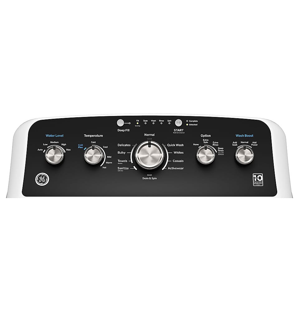 Alt View 11. GE - 4.6 Cu. Ft. High-Efficiency Top Load Washer with Wash Boost - White with Matte Black.