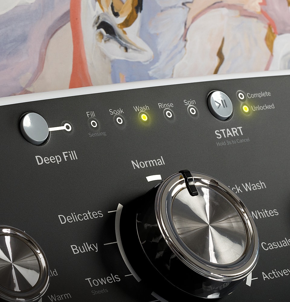 Alt View 19. GE - 4.6 Cu. Ft. High-Efficiency Top Load Washer with Wash Boost - White with Matte Black.