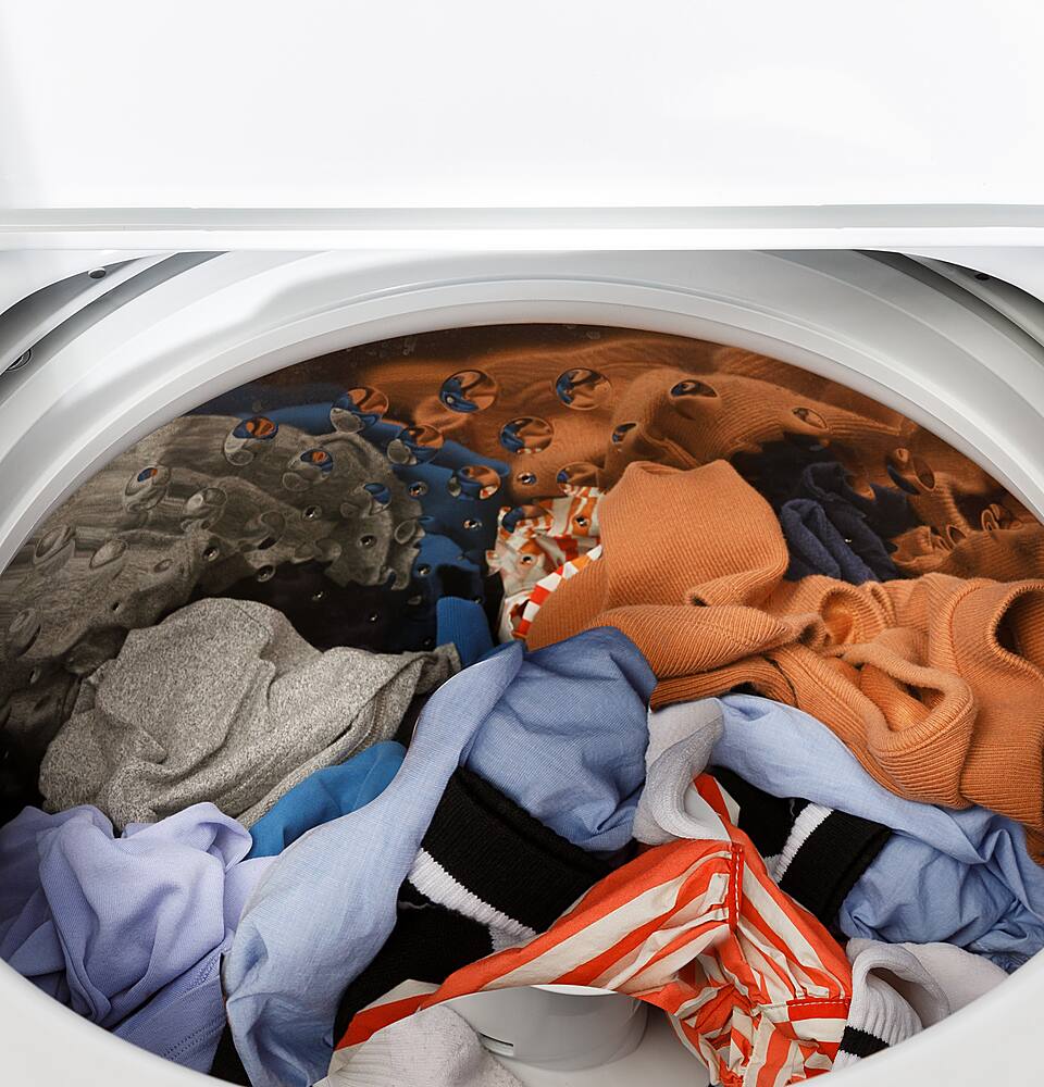 Alt View 20. GE - 4.6 Cu. Ft. High-Efficiency Top Load Washer with Wash Boost - White with Matte Black.