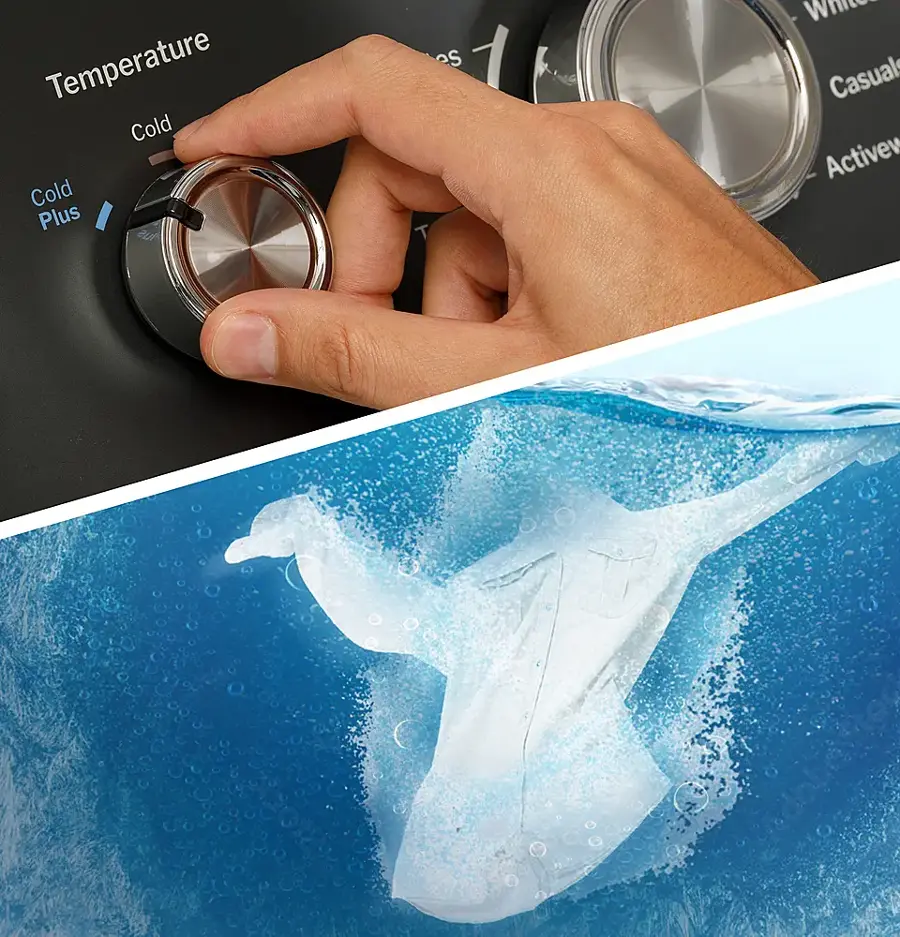 Alt View 21. GE - 4.6 Cu. Ft. High-Efficiency Top Load Washer with Wash Boost - White with Matte Black.