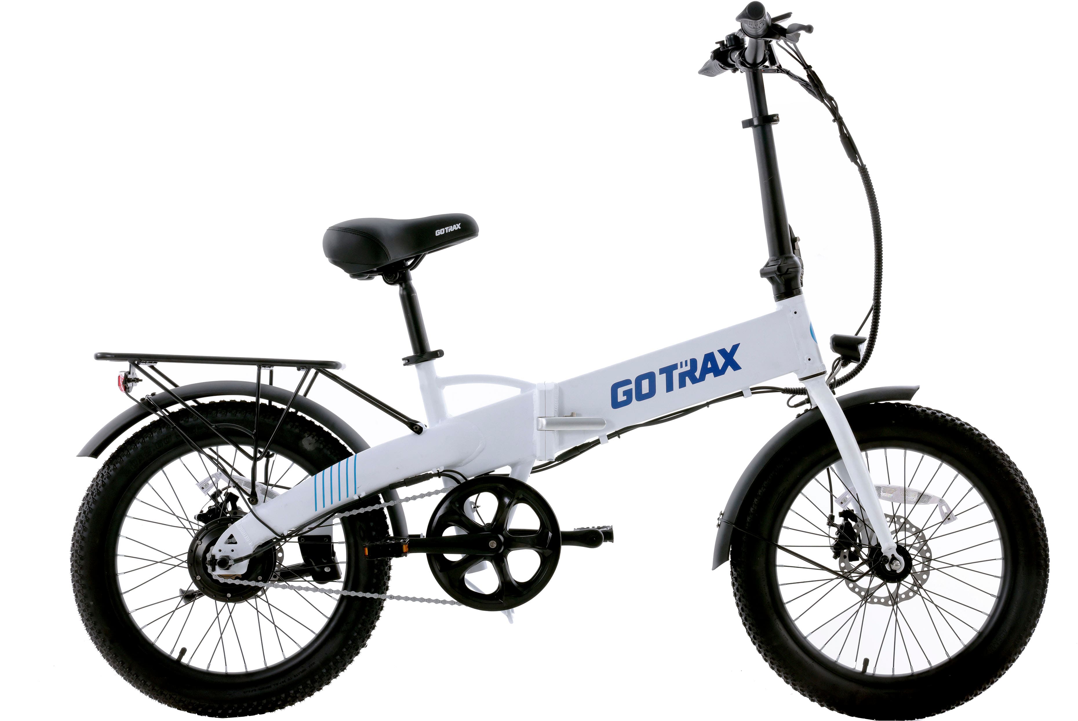 Left. GoTrax - Z4 LITE Folding eBike w/ 25 mile Max Operating Range and 20 MPH Max Speed - White.