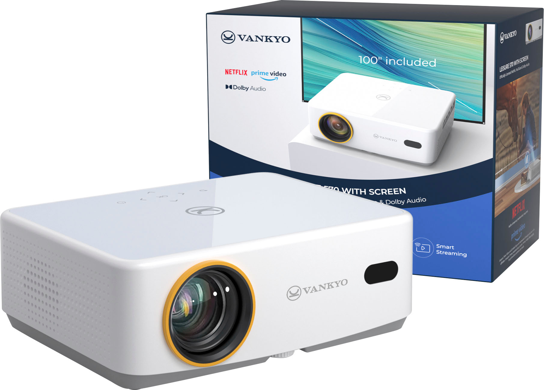 Vankyo – Leisure 570B Native 1080P Wireless Smart WebOS Single LCD Mini Projector, Screen Included – White Sansujyuku sansujyuku.com