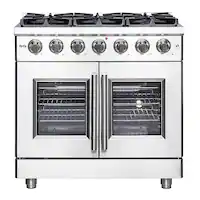 Forno Appliances - Massimo 5.36 cu.ft. Freestanding Gas Convection Range with French Doors and Air Fryer Kit - Stainless Steel - Front_Zoom