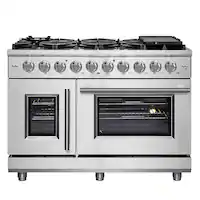 Forno Appliances - Massimo 6.58 cu.ft. Freestanding Double Oven Gas Convection Range with French Doors and Air Fryer Kit - Stainless Steel - Front_Zoom