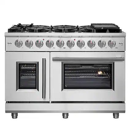 Front. Forno Appliances - Massimo 6.58 cu.ft. Freestanding Double Oven Gas Convection Range with French Doors and Air Fryer Kit.