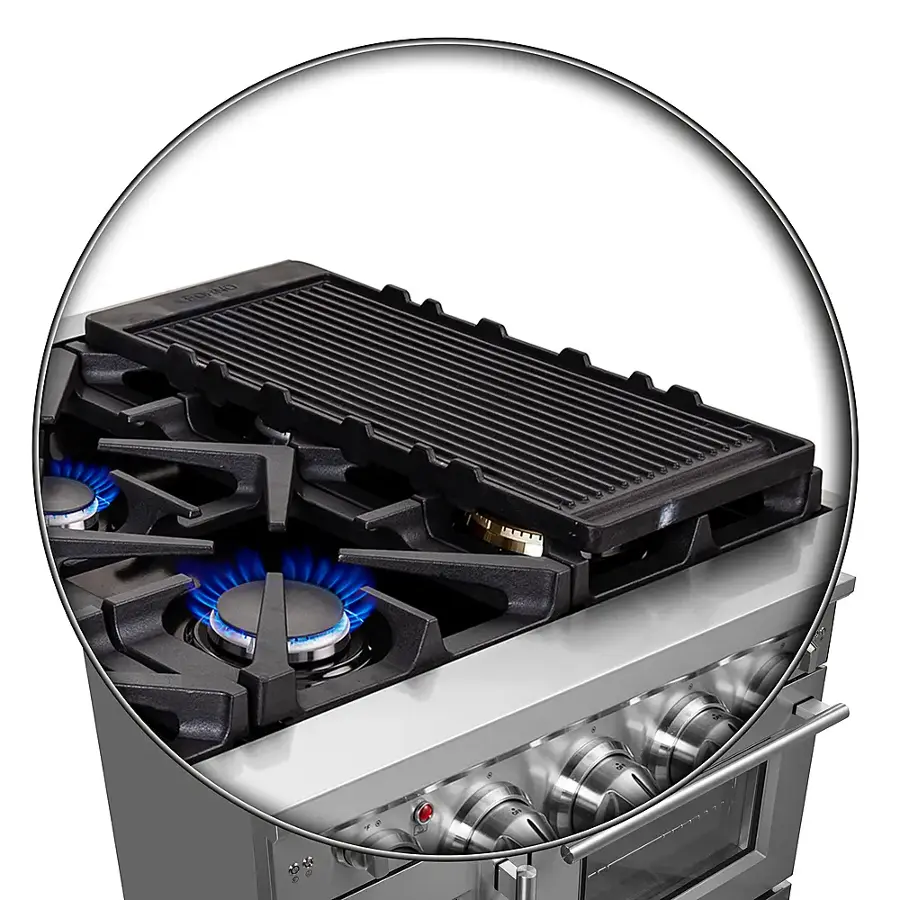 Alt View 11. Forno Appliances - Massimo 6.58 cu.ft. Freestanding Double Oven Gas Convection Range with French Doors and Air Fryer Kit.