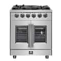 Forno Appliances - 30 in. Wide 5 Burner Massimo 4.32 cu. ft. Freestanding Gas Range with French Doors - Stainless Steel