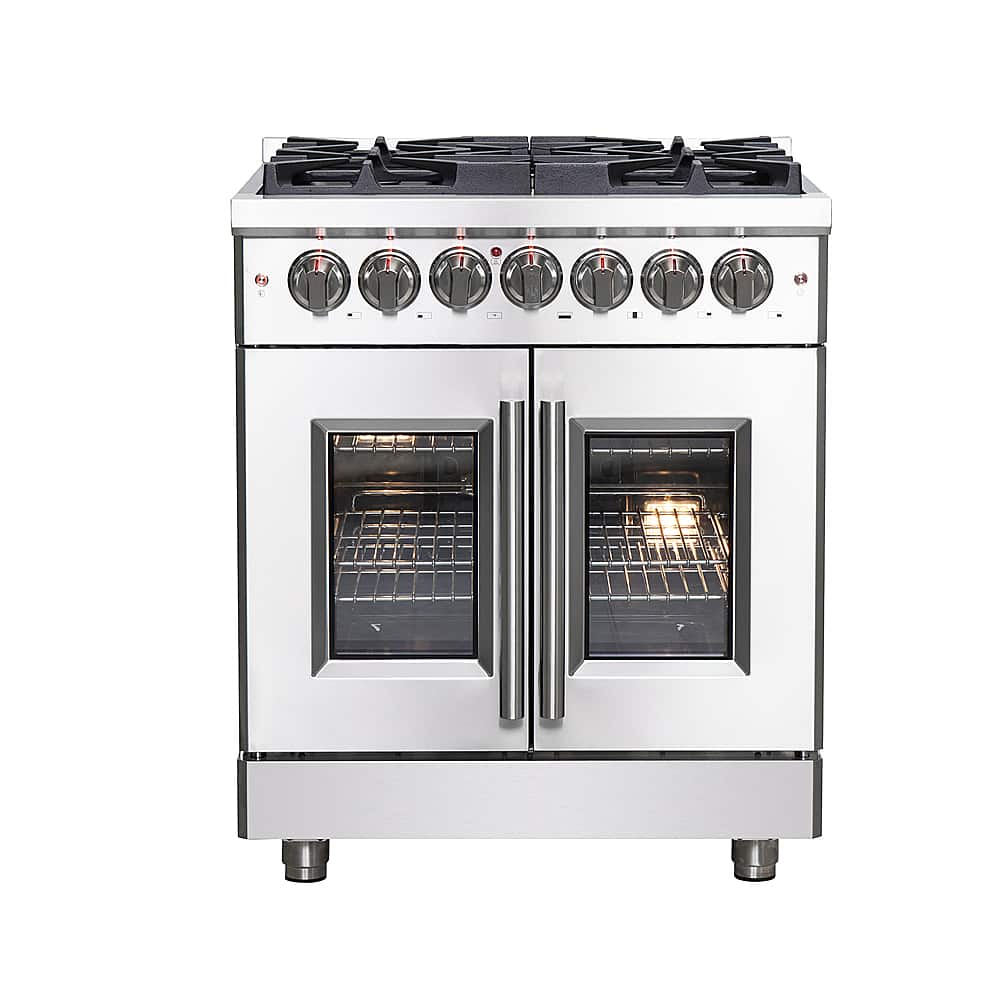 Forno Appliances - Massimo 4.32 cu. ft. Freestanding Dual Fuel Convection Range with Steam Cleaning and French Doors - Stainless Steel - Front_Zoom