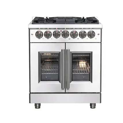 Front. Forno Appliances - Massimo 4.32 cu. ft. Freestanding Dual Fuel Convection Range with Steam Cleaning and French Doors - Stainless steel.