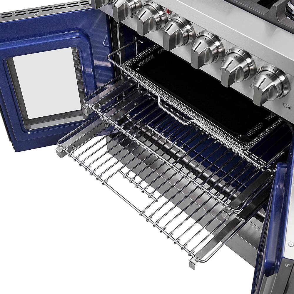 Alt View 11. Forno Appliances - Massimo 4.32 cu. ft. Freestanding Dual Fuel Convection Range with Steam Cleaning and French Doors - Stainless steel.