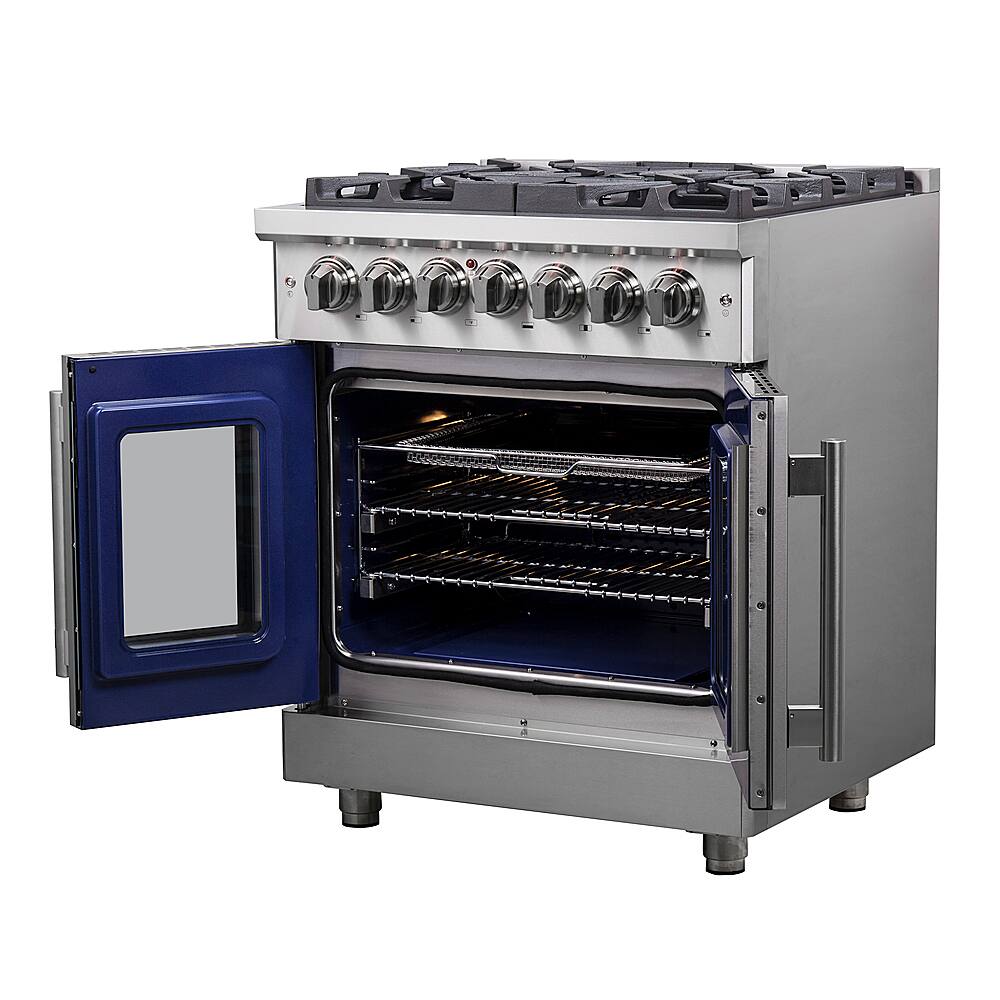 Alt View 1. Forno Appliances - Massimo 4.32 cu. ft. Freestanding Dual Fuel Convection Range with Steam Cleaning and French Doors - Stainless steel.