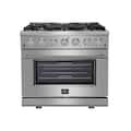 Forno Appliances - 36 in. Wide 6 Burner Massimo 5.36 cu.ft. Freestanding Gas Range with Steam Cleaning - Stainless Steel