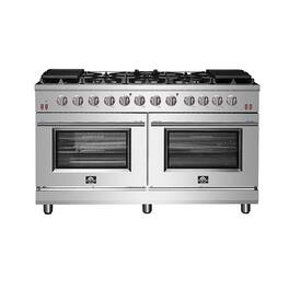 Forno Appliances - Massimo 8.64 cu.ft. Freestanding Double Oven Gas Convection Range with Steam Cleaning and Air Fryer Kit - Stainless Steel