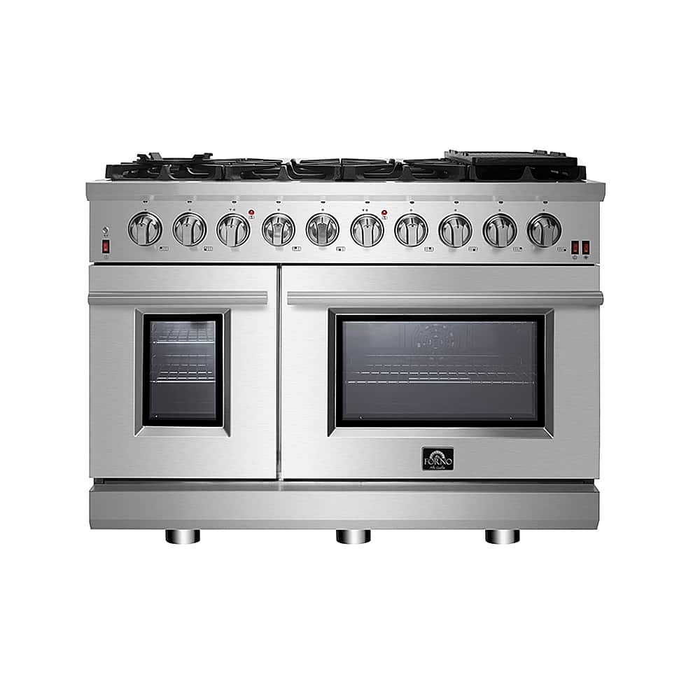 Forno Appliances - Massimo 6.58 cu.ft. Freestanding Double Oven Gas Convection Range with Steam Cleaning and Air Fryer Kit - Stainless Steel - Front_Zoom