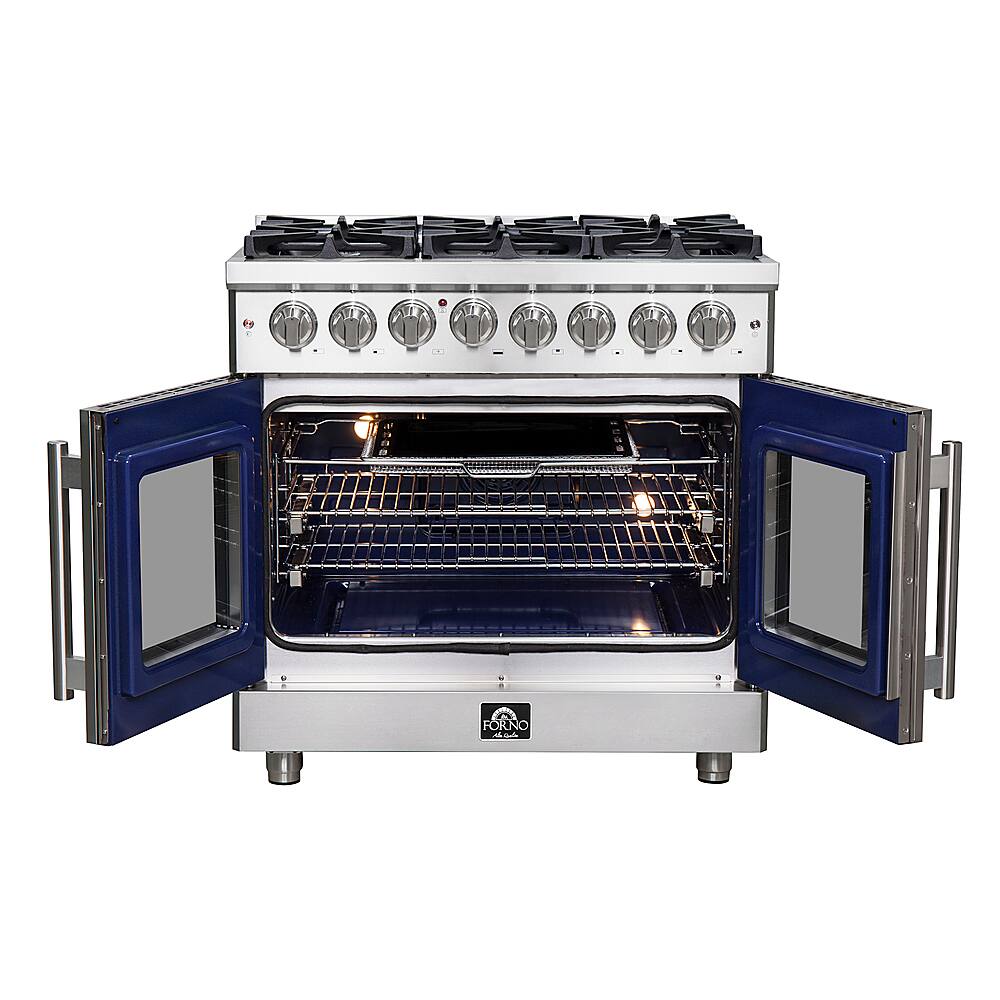 Alt View 1. Forno Appliances - Massimo 5.36 cu.ft. Freestanding Dual Fuel Convection Range with Steam Cleaning and French Doors - Stainless steel.