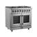 Left. Forno Appliances - Massimo 5.36 cu.ft. Freestanding Dual Fuel Convection Range with Steam Cleaning and French Doors - Stainless steel.