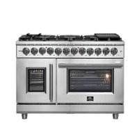 Forno Appliances - Massimo 6.58 cu.ft. Freestanding Double Oven Dual Fuel Convection Range with Steam Cleaning and French Doors - Front_Zoom