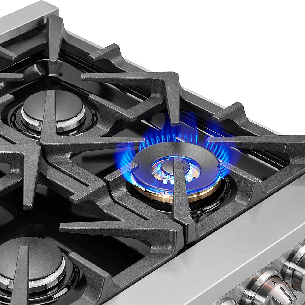 Alt View 13. Forno Appliances - Massimo 6.58 cu.ft. Freestanding Double Oven Dual Fuel Convection Range with Steam Cleaning and French Doors - Stainless steel.