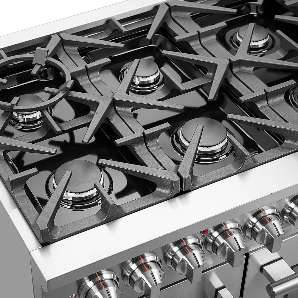 Alt View 14. Forno Appliances - Massimo 6.58 cu.ft. Freestanding Double Oven Dual Fuel Convection Range with Steam Cleaning and French Doors - Stainless steel.