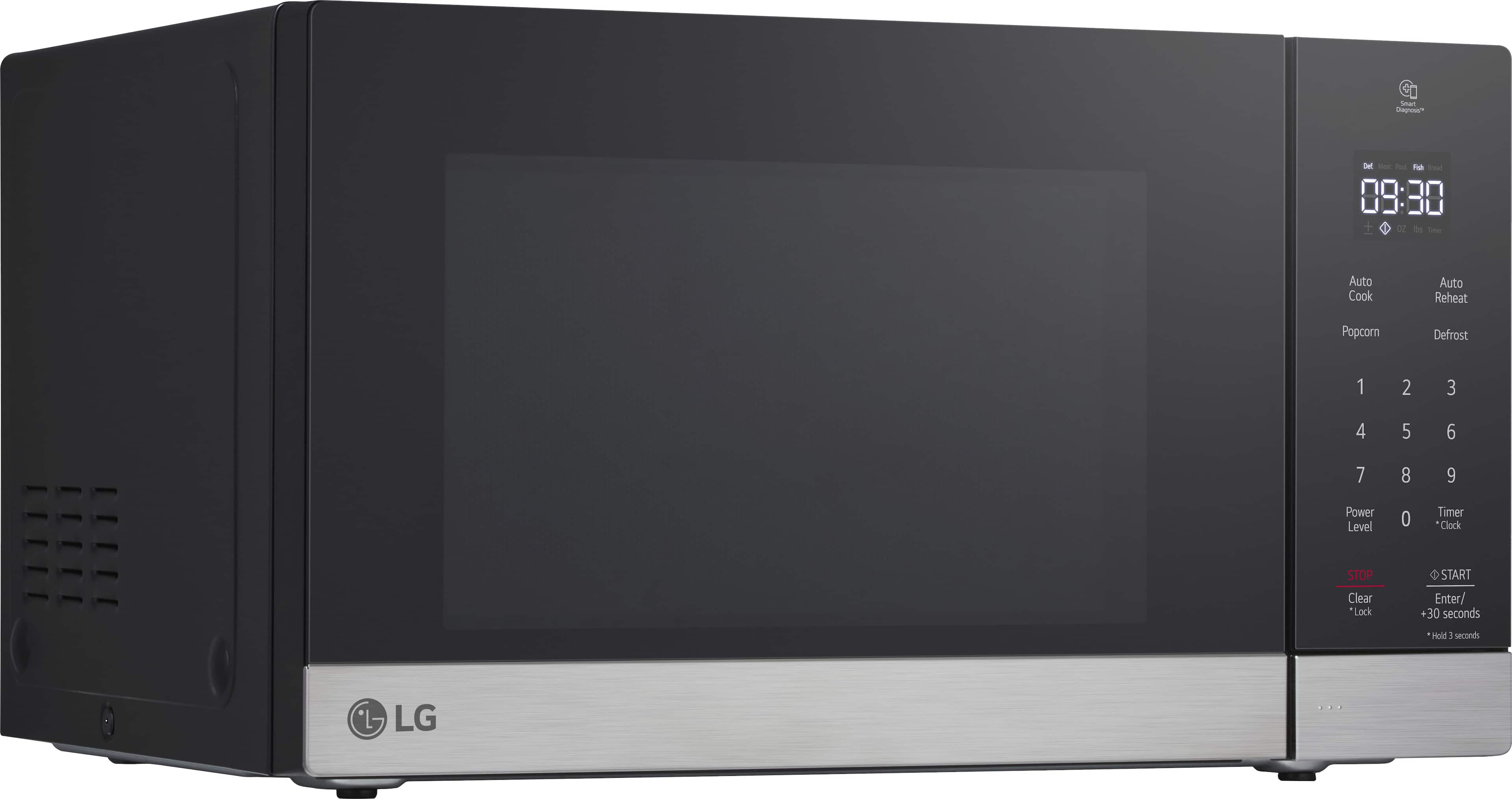 Angle. LG - 0.9 Cu. Ft. Countertop Microwave with Sensor Cooking and Smart Inverter - Stainless Steel.