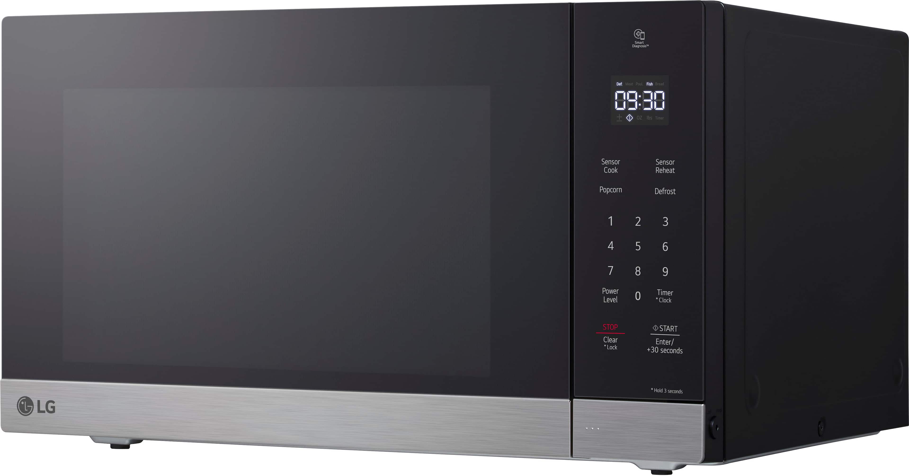 Left. LG - 1.5 Cu. Ft. Countertop Microwave with Sensor Cooking and Smart Inverter - Stainless Steel.