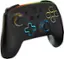 The image features a close-up of a Nintendo Switch game controller with a black background. The controller has a colorful design, including a yellow, orange, and green strip. The controller has a total of 12 buttons, including the A, B, X, Y, and D-pad buttons. The controller is designed for the Nintendo Switch gaming system and is ready to be used for playing games.