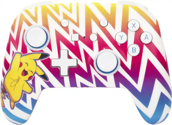 Front. PowerA - Enhanced Wireless Controller for Nintendo Switch - Pikachu Vibrant.