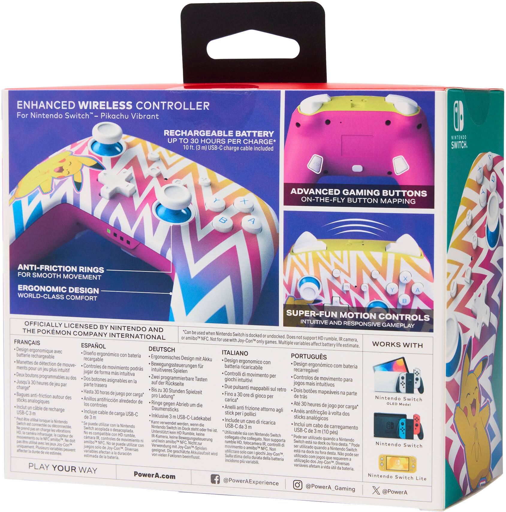 Alt View 24. PowerA - Enhanced Wireless Controller for Nintendo Switch - Pikachu Vibrant.