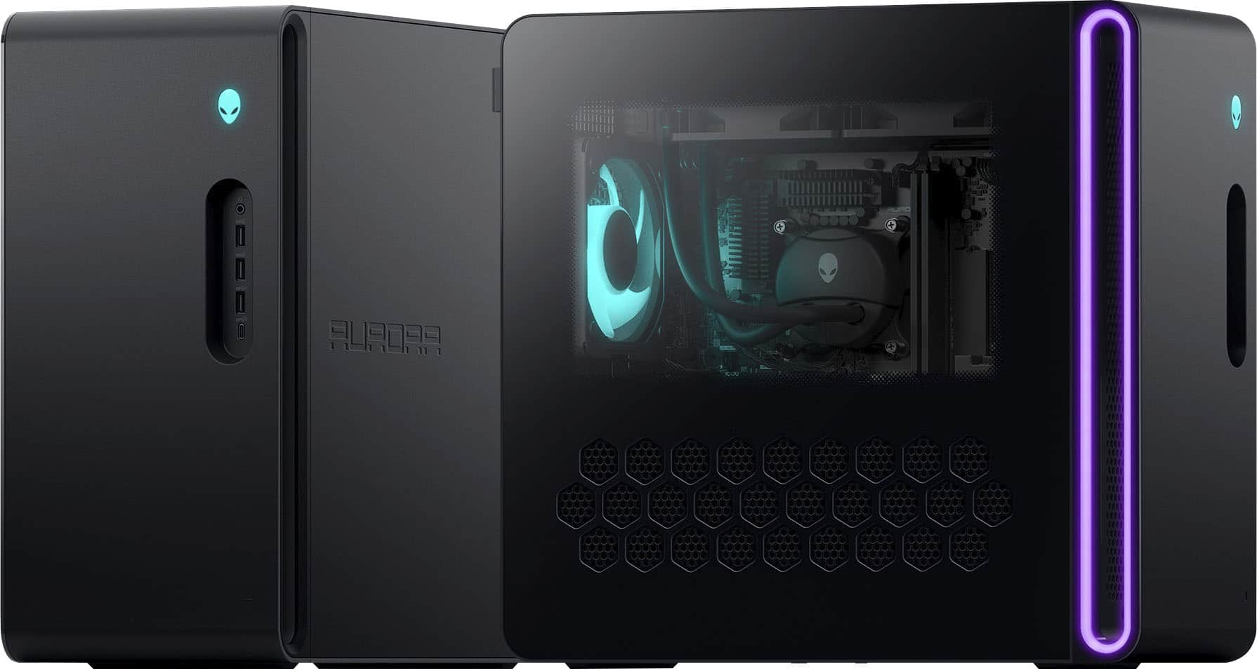 Back. Alienware - Aurora R16 Desktop – Intel Core i7 Processor 14700KF – NVIDIA GeForce RTX 4070 SUPER - 32GB Memory – 1TB SDD - Black.