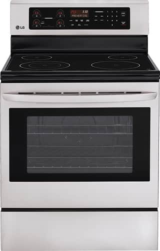 Front. LG - 30" Self-Cleaning Freestanding Electric Range - Stainless Steel.