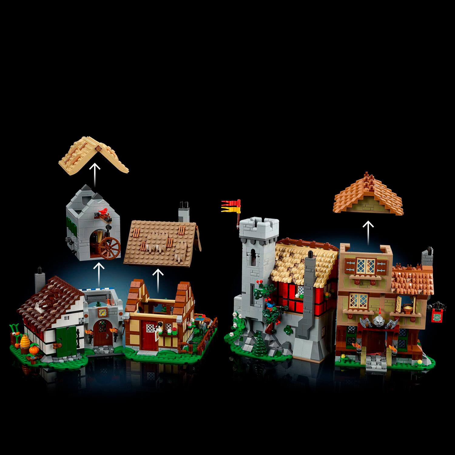 Angle. LEGO - Icons Medieval Town Square Build and Display Castle Set 10332.
