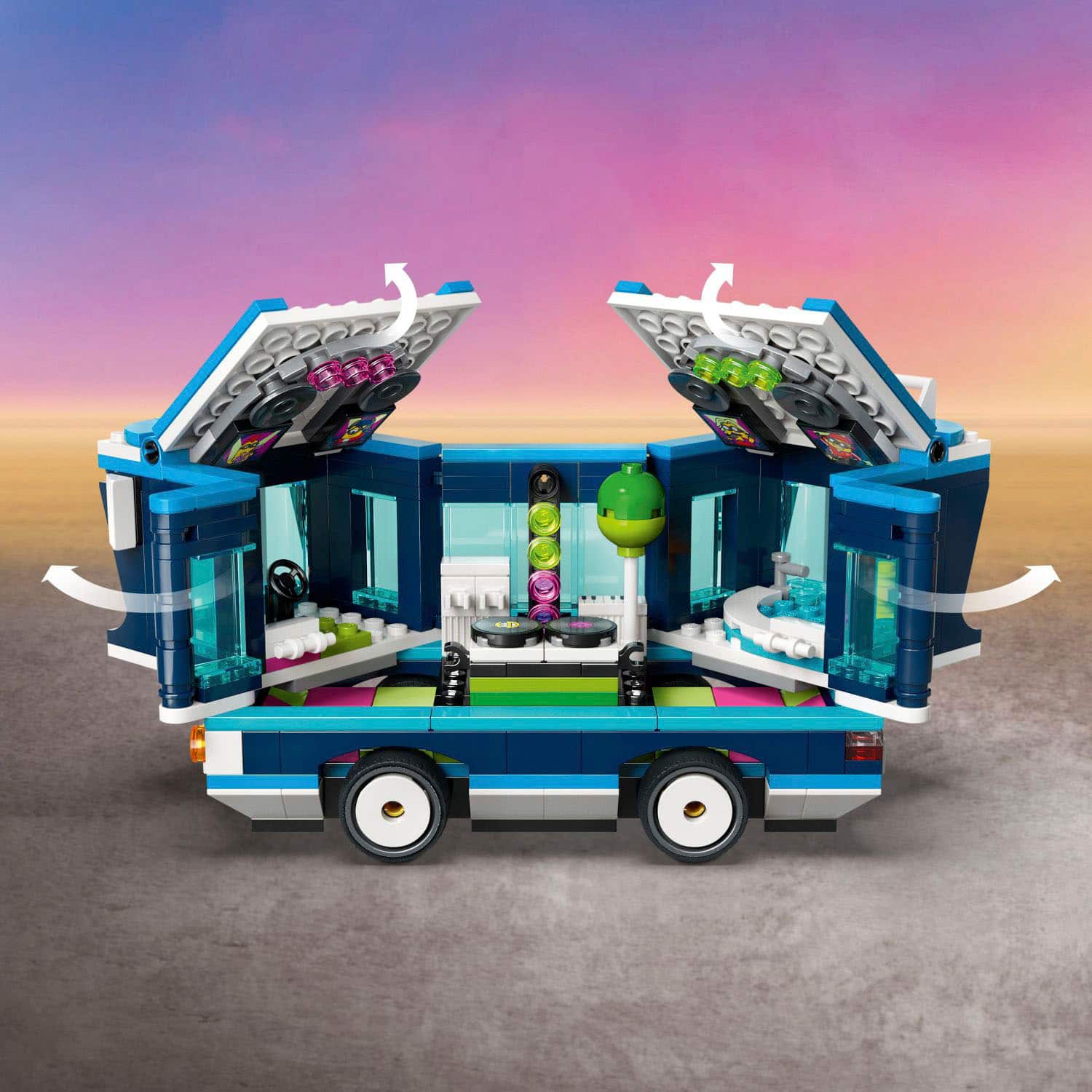 Left. LEGO - Despicable Me 4 Minions’ Music Party Bus, Fun Despicable Me Toy, 75581.