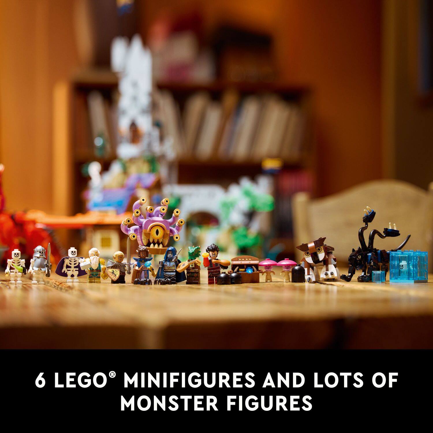 6 LEGO MINIFIGURES AND LOTS OF MONSTER FIGURES