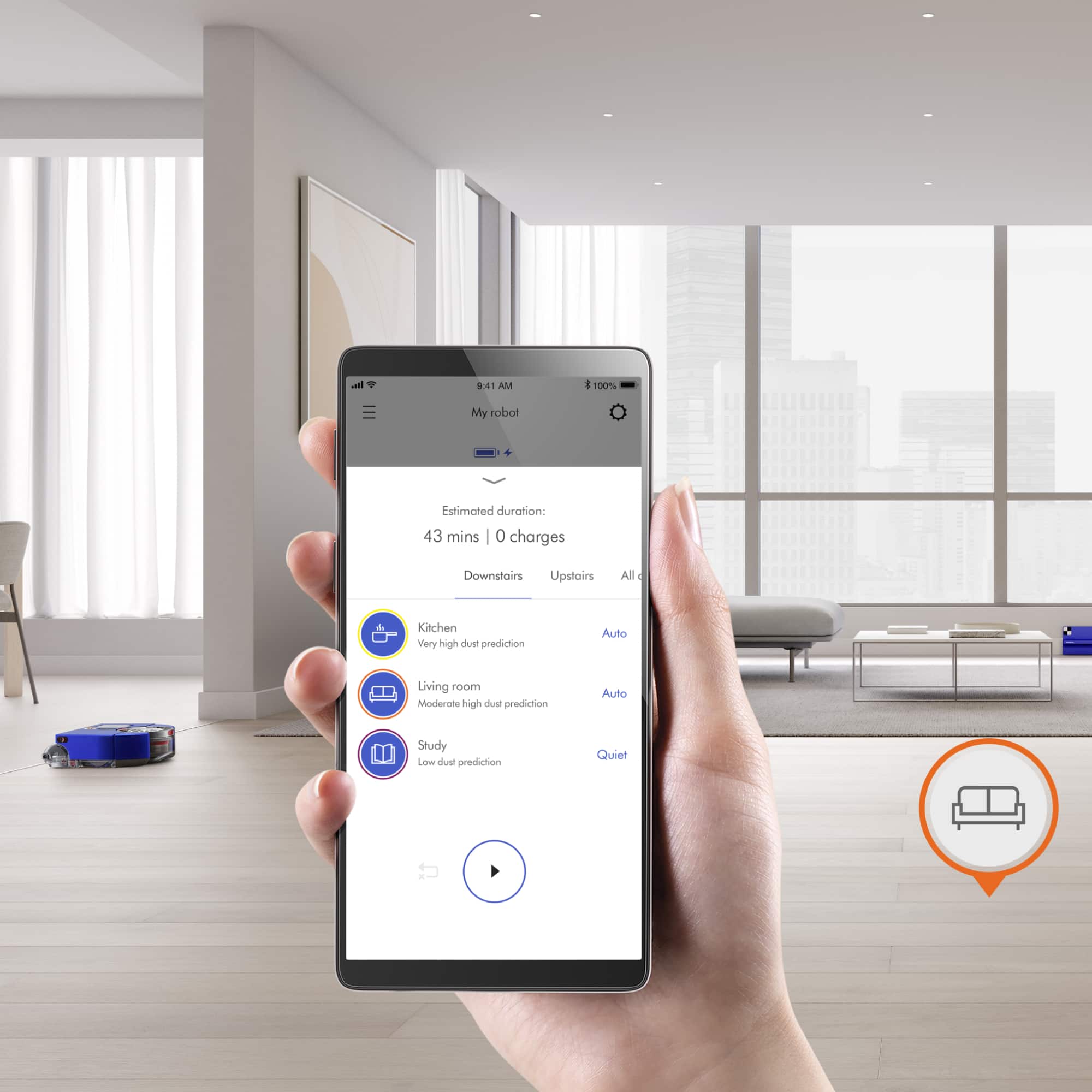 Alt View 24. Dyson - Dyson 360 Vis Nav Robot Vacuum - Blue/Nickel.
