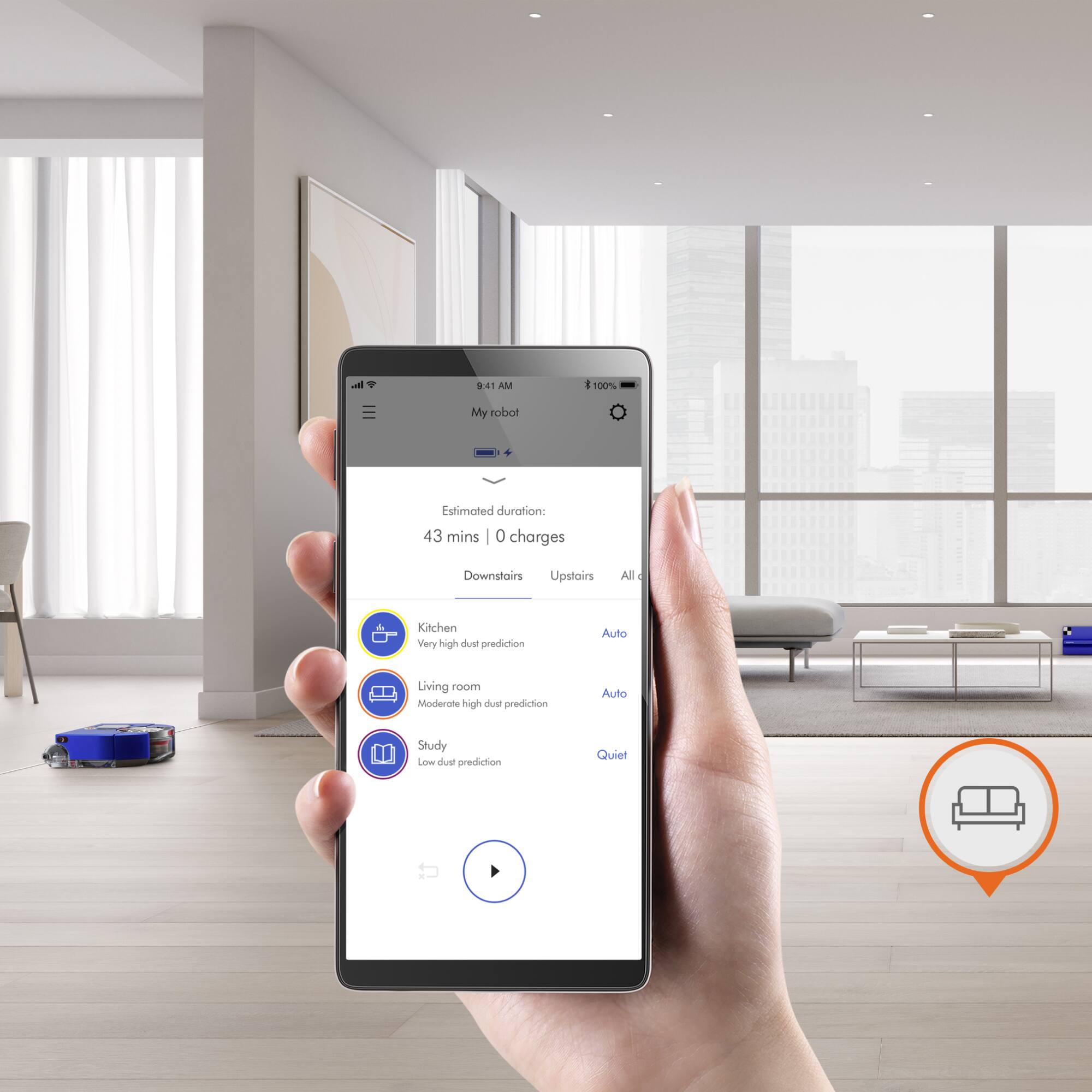 Alt View 24. Dyson - Dyson 360 Vis Nav Robot Vacuum - Blue/Nickel.