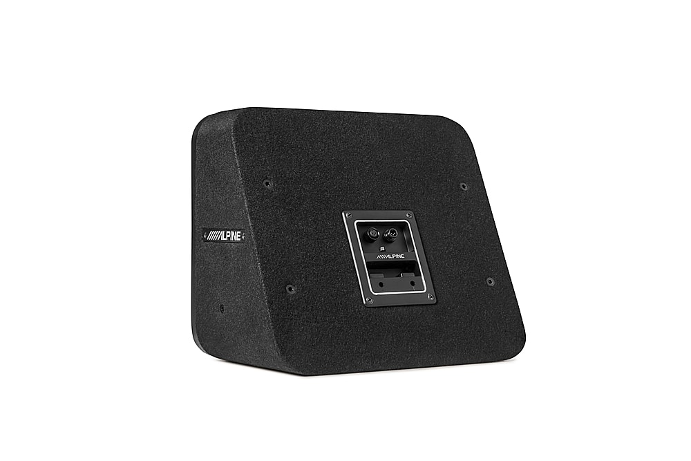 Back View: Alpine - PrismaLink S2-Series 8" Single Voice Coil 2 ohm Preloaded Subwoofer Wedge Enclosure - Black