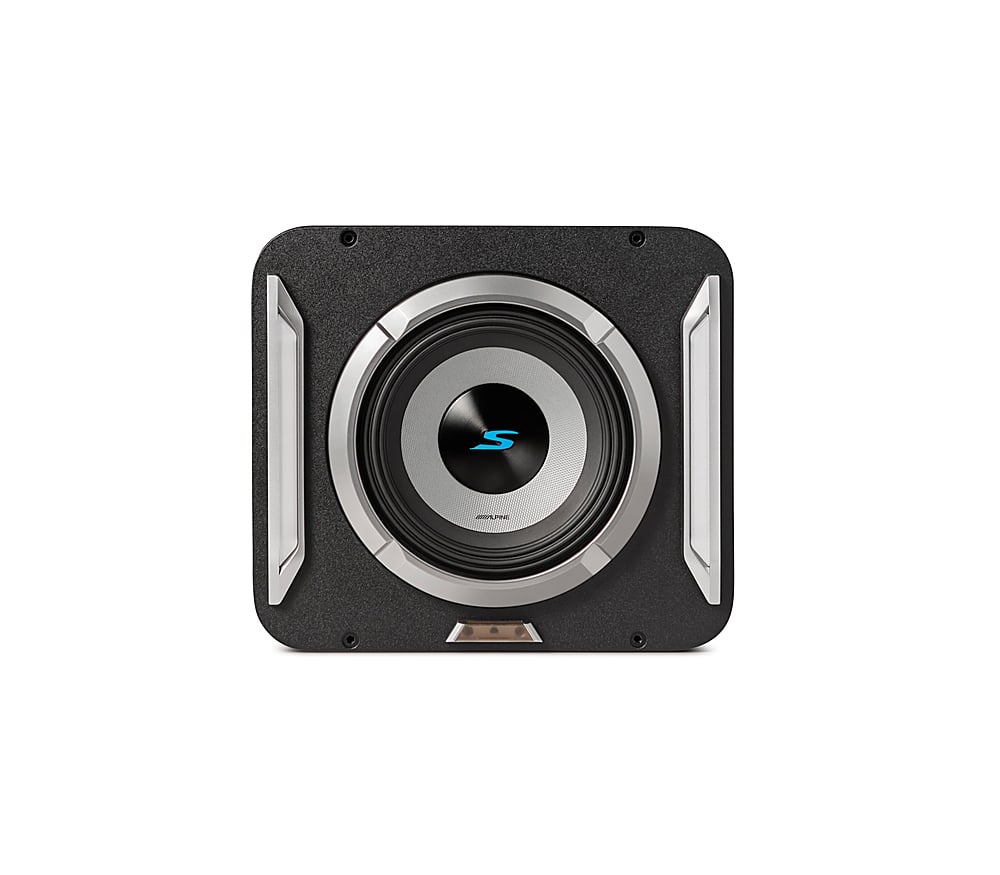 Front. Alpine - PrismaLink S2-Series 8" Single Voice Coil 2 ohm Preloaded Subwoofer Wedge Enclosure - Black.