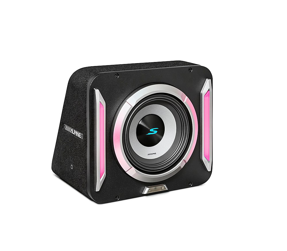 Alt View 12. Alpine - PrismaLink S2-Series 8" Single Voice Coil 2 ohm Preloaded Subwoofer Wedge Enclosure - Black.