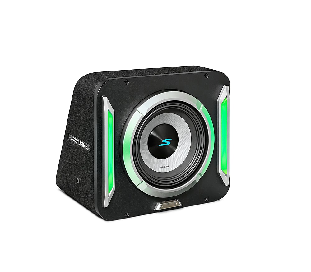 Alt View 13. Alpine - PrismaLink S2-Series 8" Single Voice Coil 2 ohm Preloaded Subwoofer Wedge Enclosure - Black.