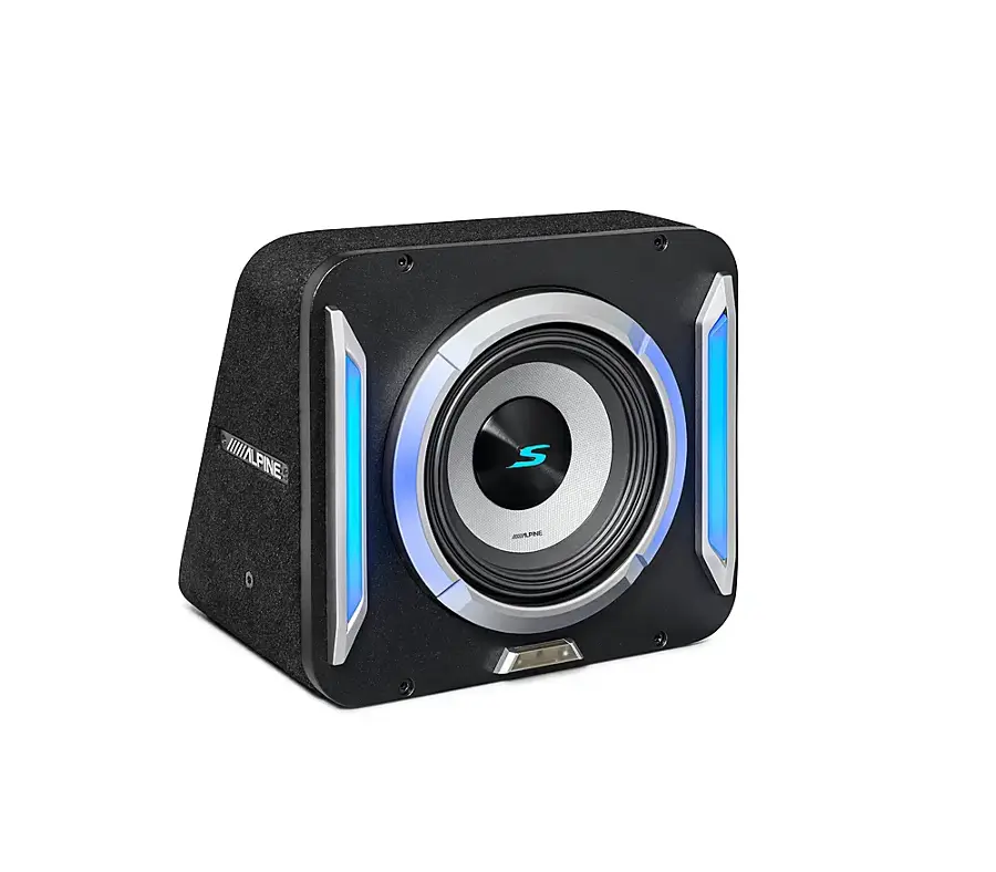 Alt View 14. Alpine - PrismaLink S2-Series 8" Single Voice Coil 2 ohm Preloaded Subwoofer Wedge Enclosure - Black.
