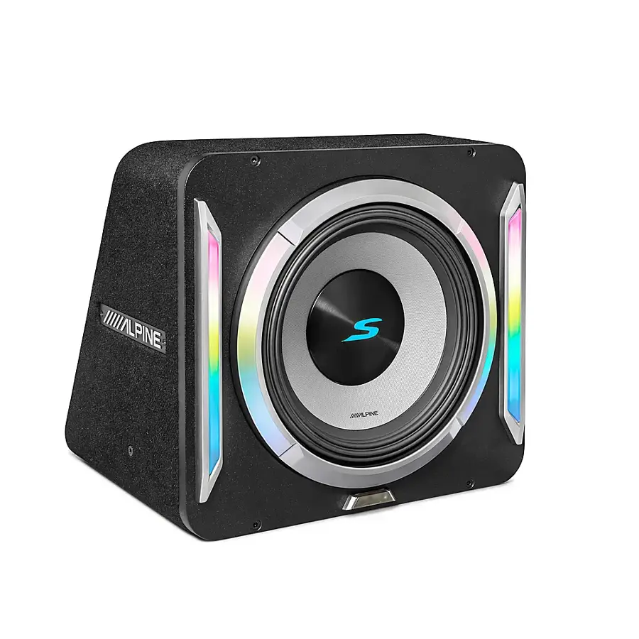 Alt View 15. Alpine - PrismaLink S2-Series 8" Single Voice Coil 2 ohm Preloaded Subwoofer Wedge Enclosure - Black.