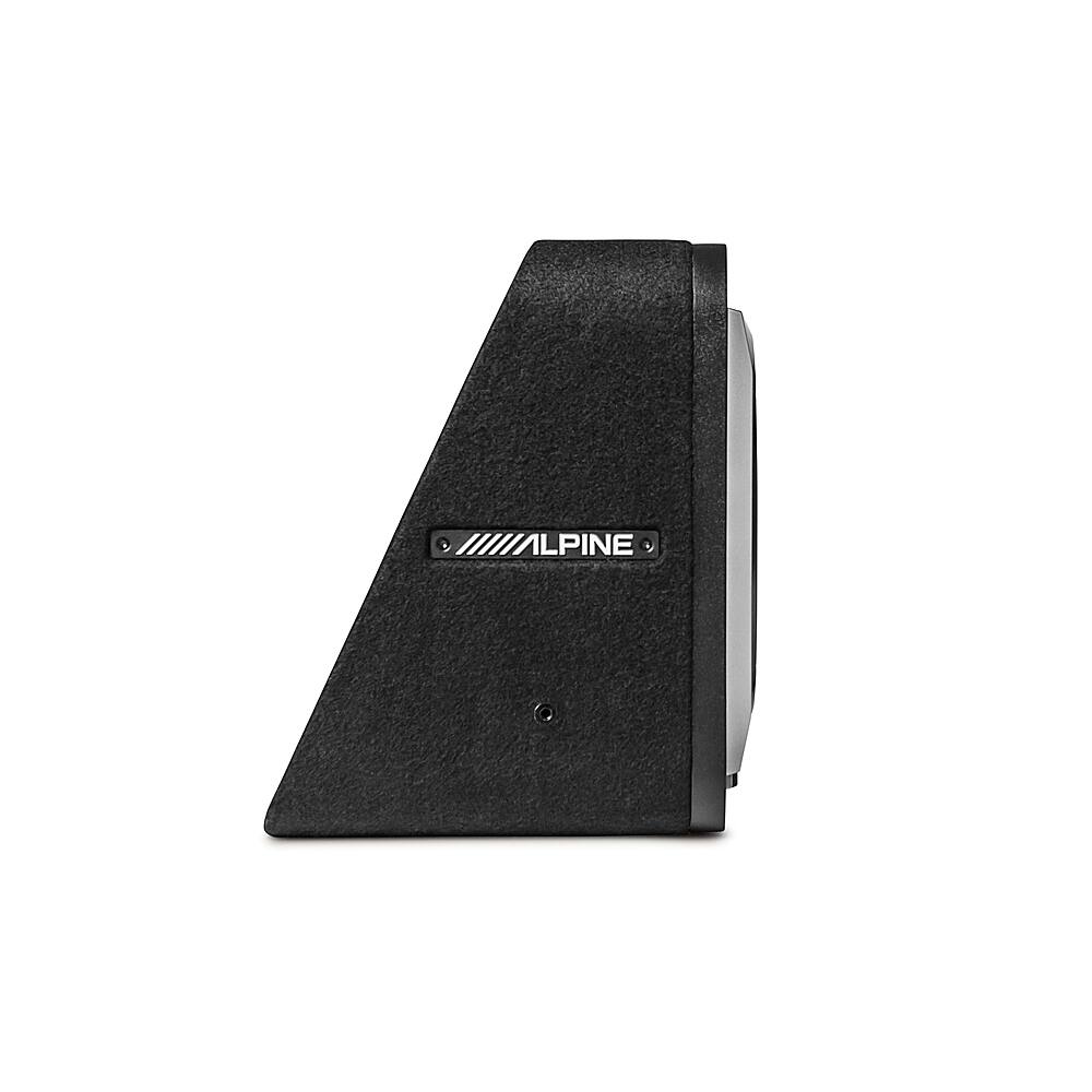 Left. Alpine - PrismaLink S2-Series 8" Single Voice Coil 2 ohm Preloaded Subwoofer Wedge Enclosure - Black.