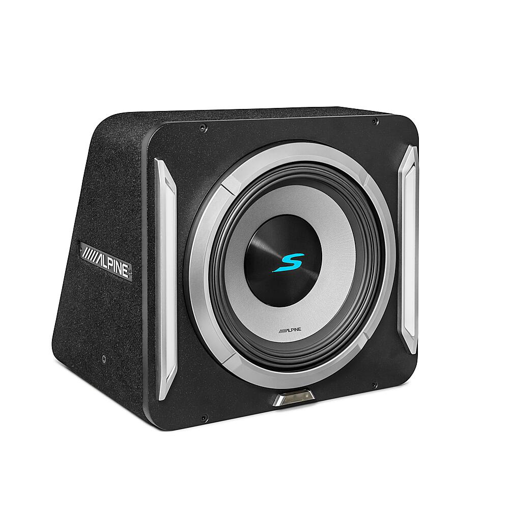 Angle. Alpine - PrismaLink S2-Series 12" Single Voice Coil 2 ohm Preloaded Subwoofer Wedge Enclosure - Black.